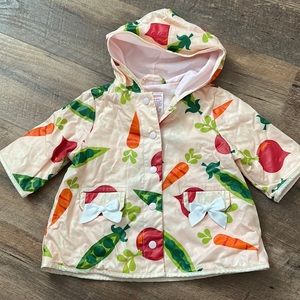 Gymboree Raincoat vegetables hood girls 3-6 months rain jacket
